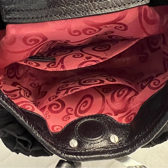 NWT Brighton “Kimbell” Satin & Leather Trim Bag w Rosettes & Heart Metal Handles - Picture 11 of 16